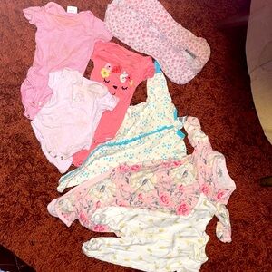 8 piece Baby girl NB-6mo sleeper bundle